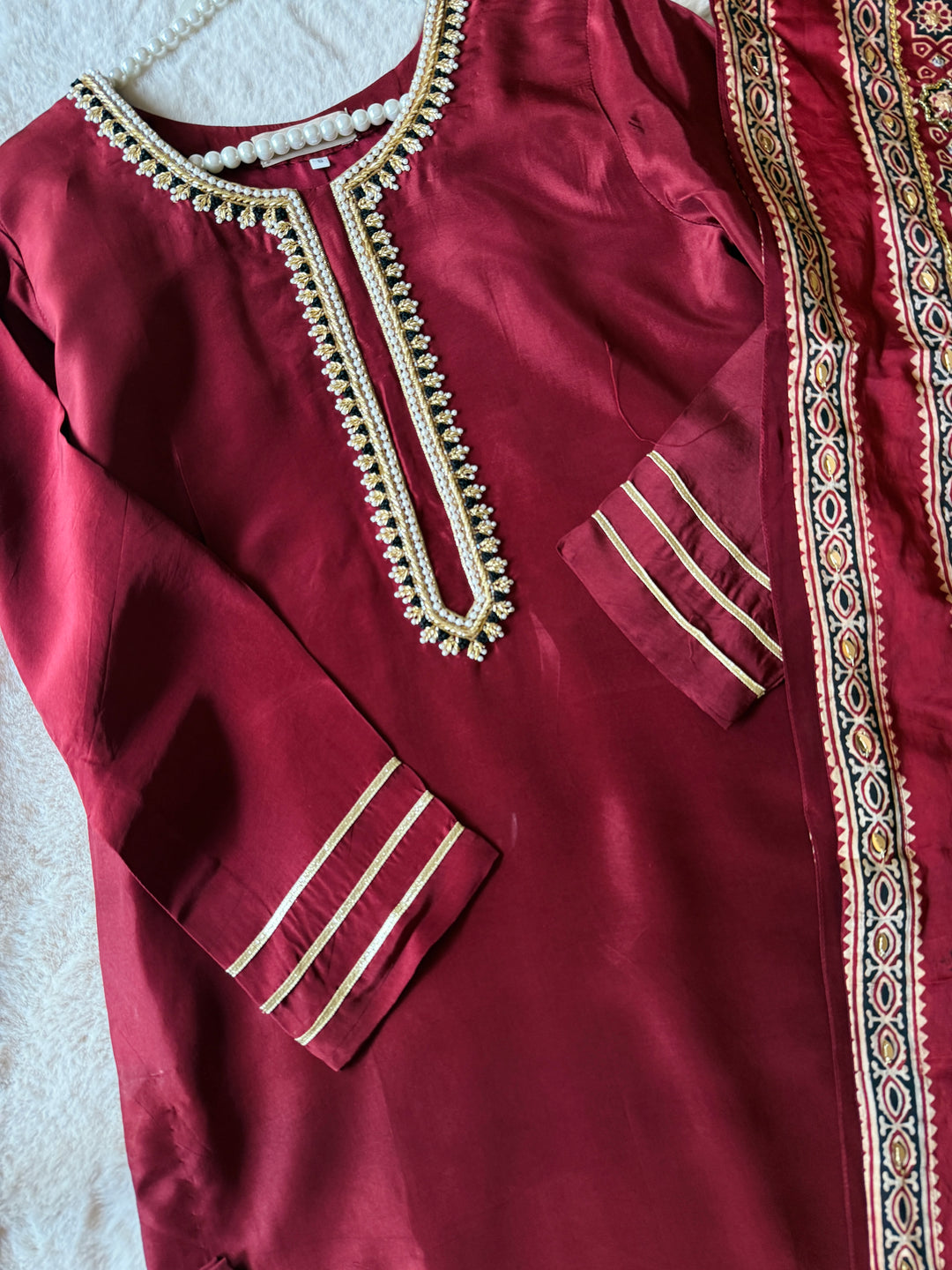 PURE SILK AJRAK SUIT AJSF07