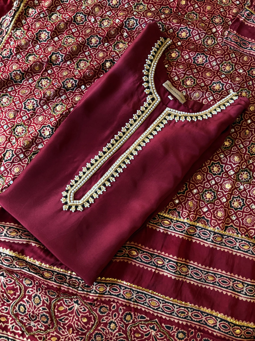 PURE SILK AJRAK SUIT AJSF07