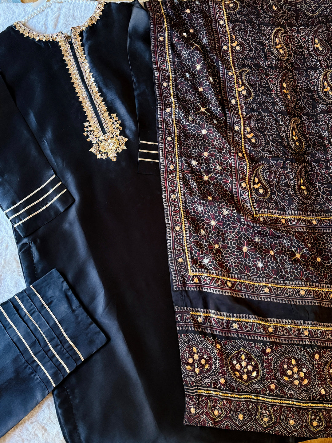 PURE SILK AJRAK SUIT AJSF05