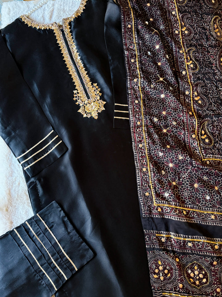 PURE SILK AJRAK SUIT AJSF05