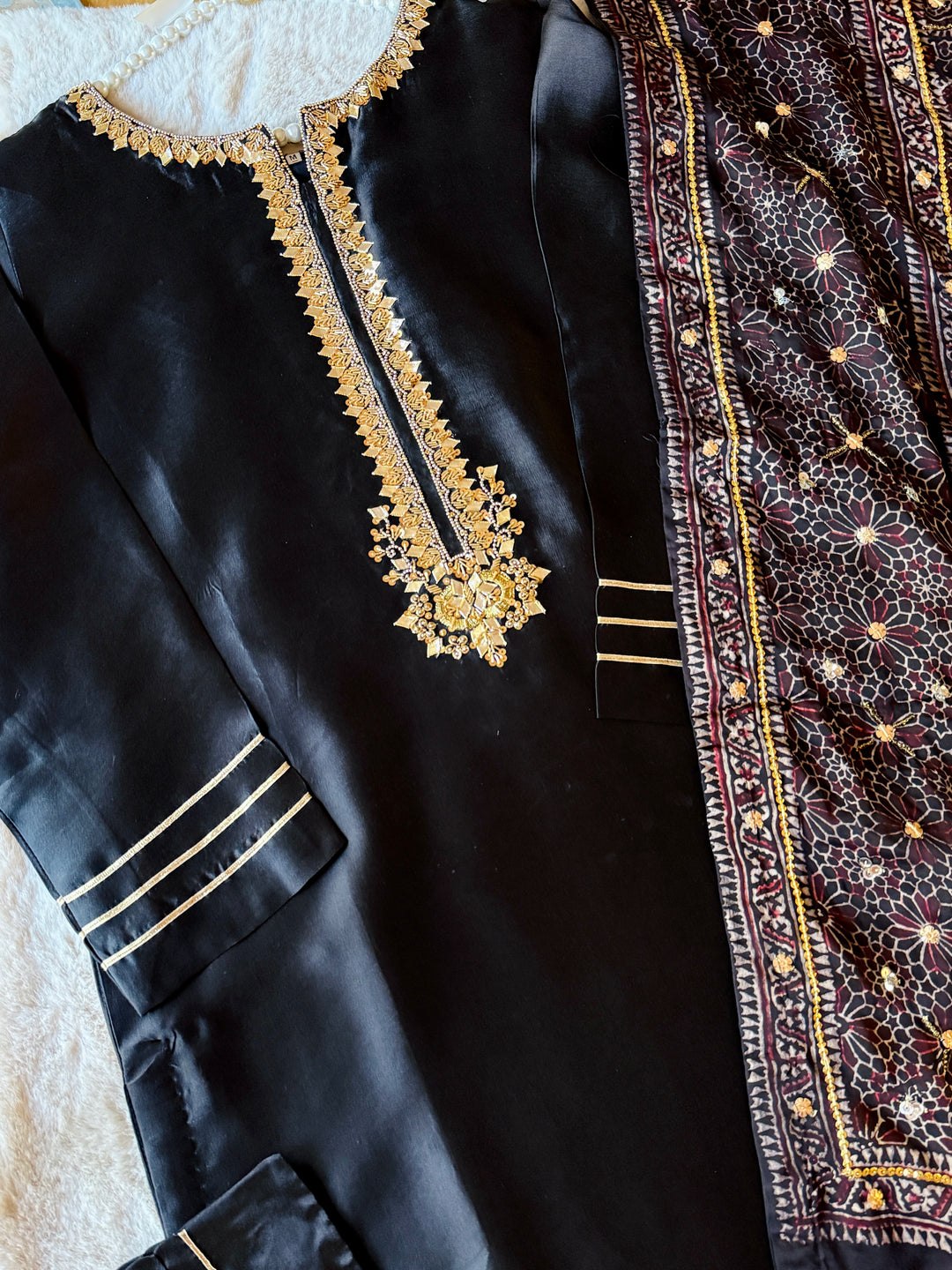 PURE SILK AJRAK SUIT AJSF05