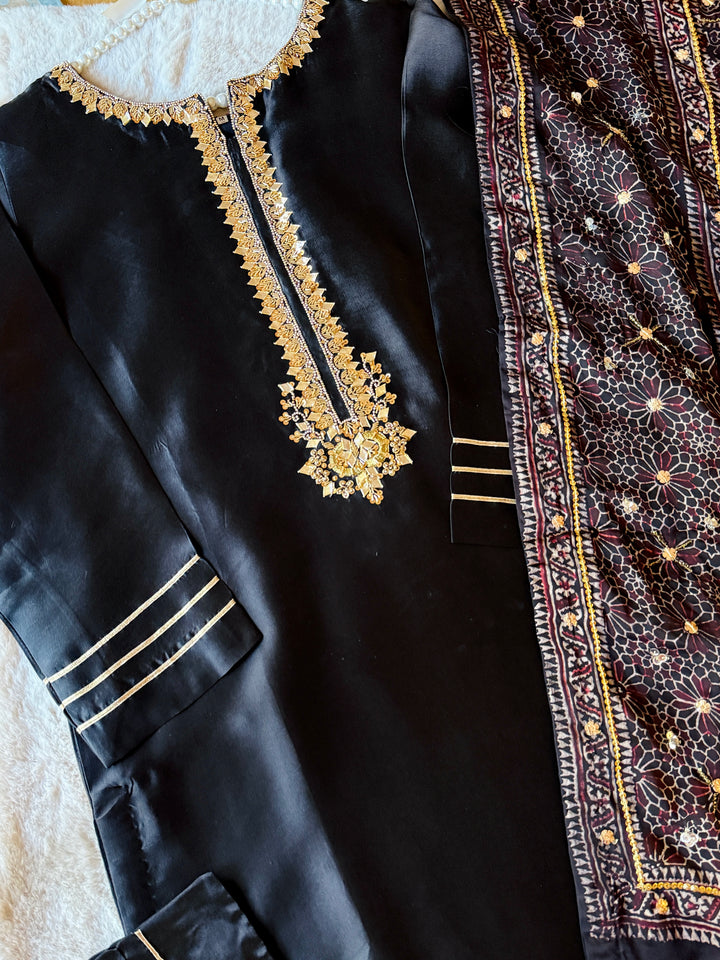 PURE SILK AJRAK SUIT AJSF05