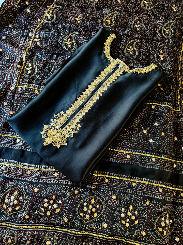 PURE SILK AJRAK SUIT AJSF05