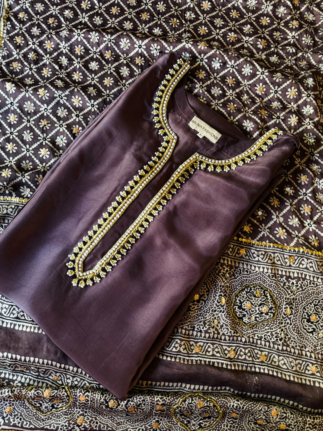 PURE SILK AJRAK SUIT AJSF06