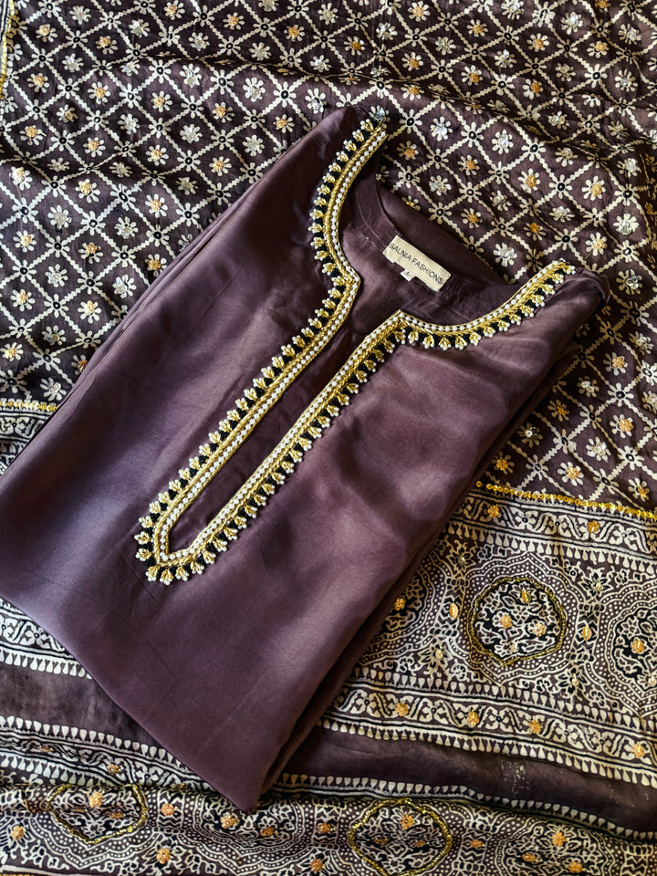 PURE SILK AJRAK SUIT AJSF06