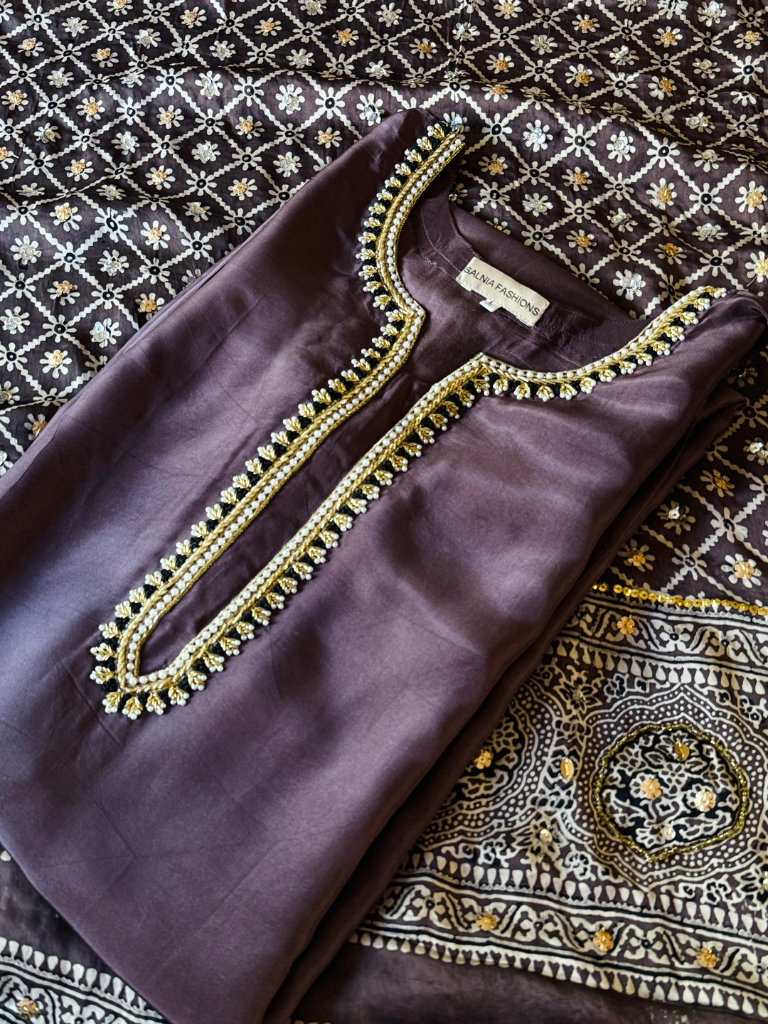PURE SILK AJRAK SUIT AJSF06