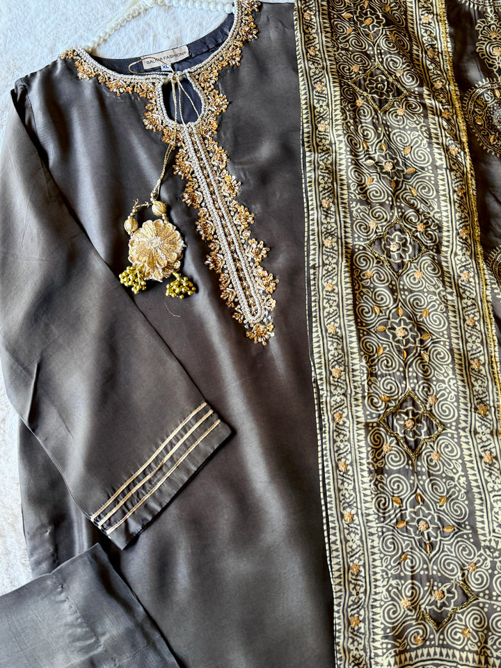 PURE SILK AJRAK SUIT AJSF08