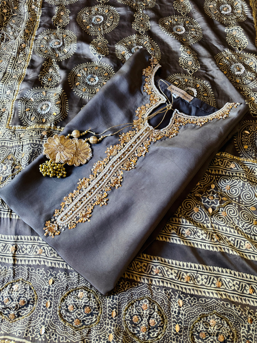 PURE SILK AJRAK SUIT AJSF08