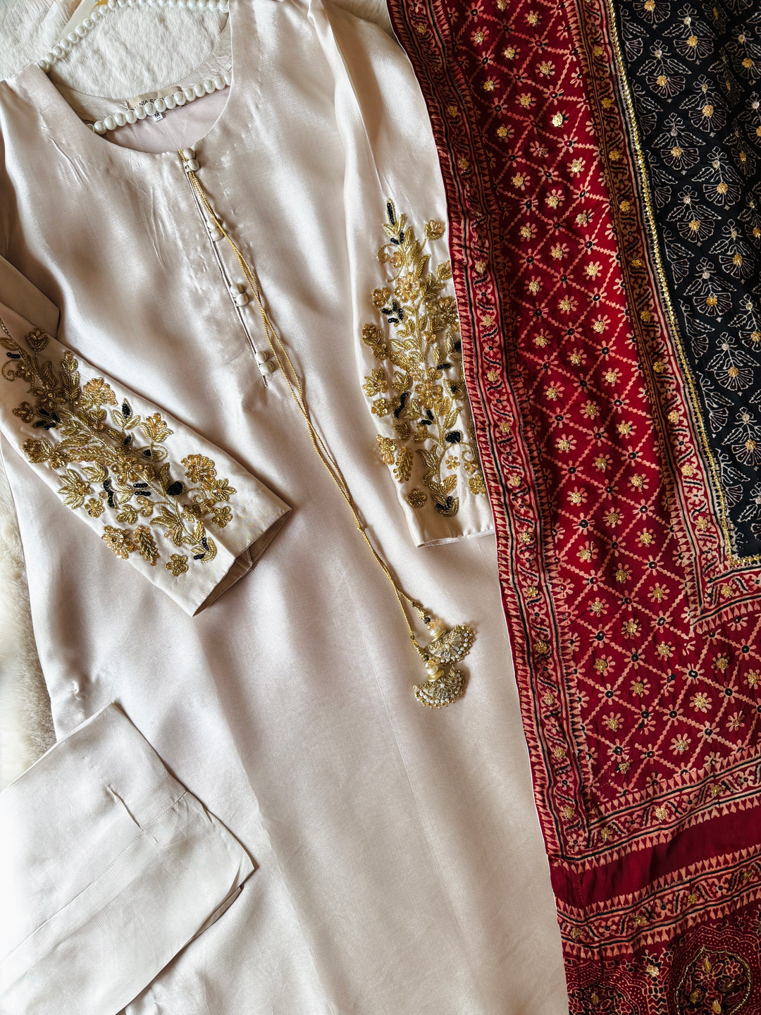 PURE SILK AJRAK SUIT AJSF04