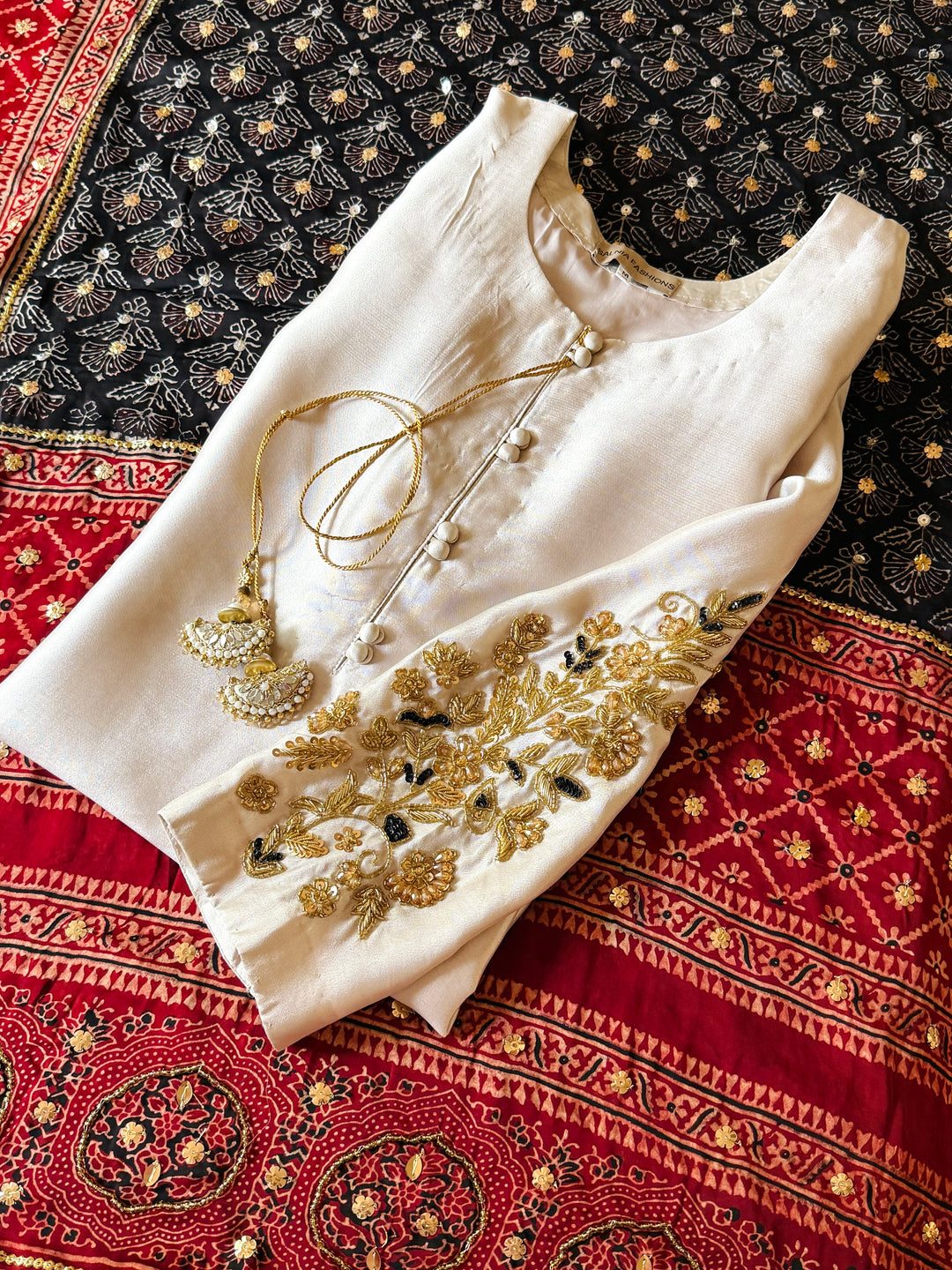PURE SILK AJRAK SUIT AJSF04