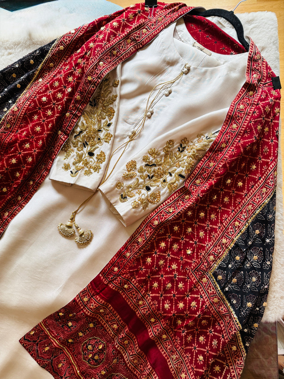 PURE SILK AJRAK SUIT AJSF04