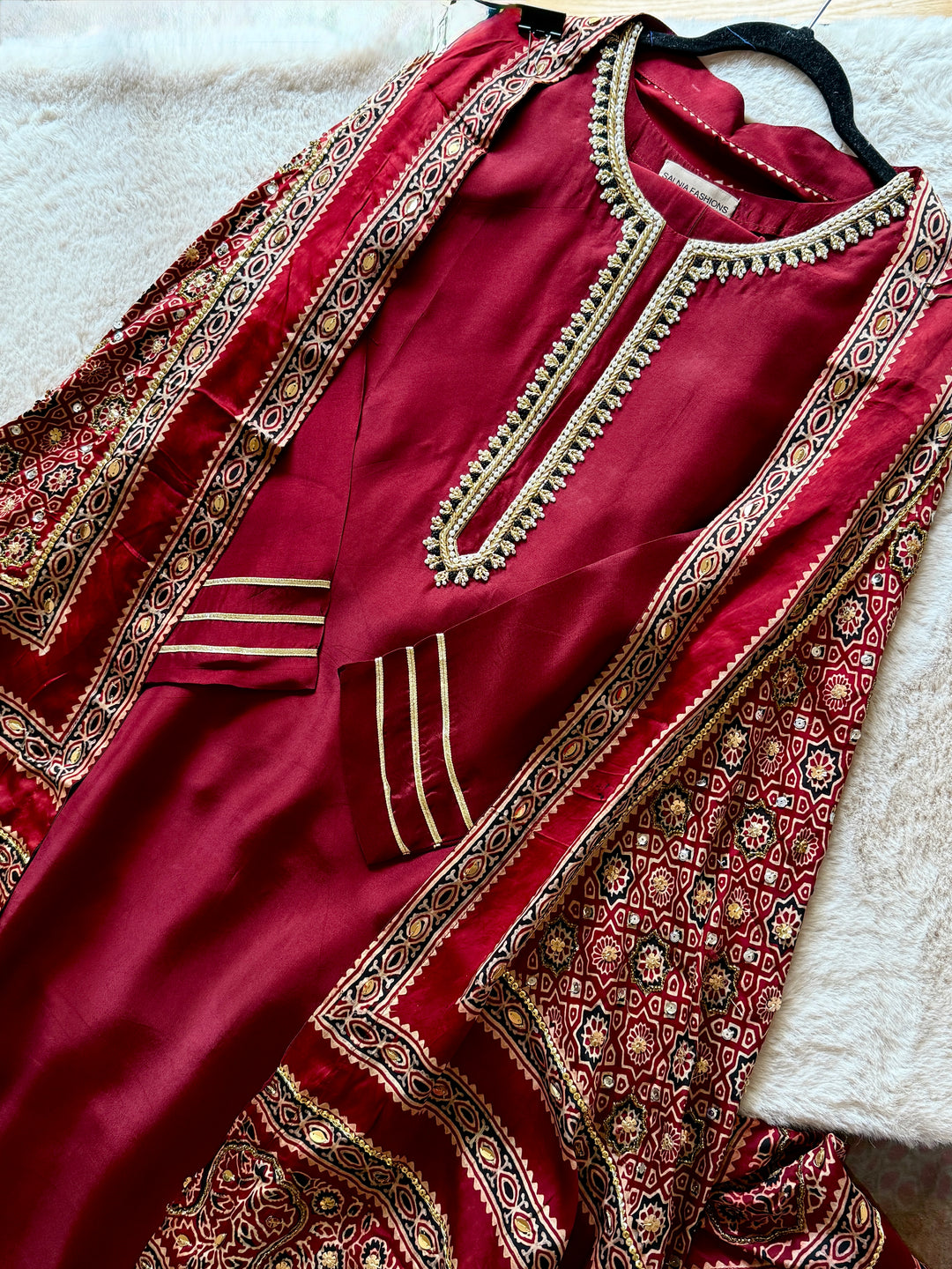 PURE SILK AJRAK SUIT AJSF07