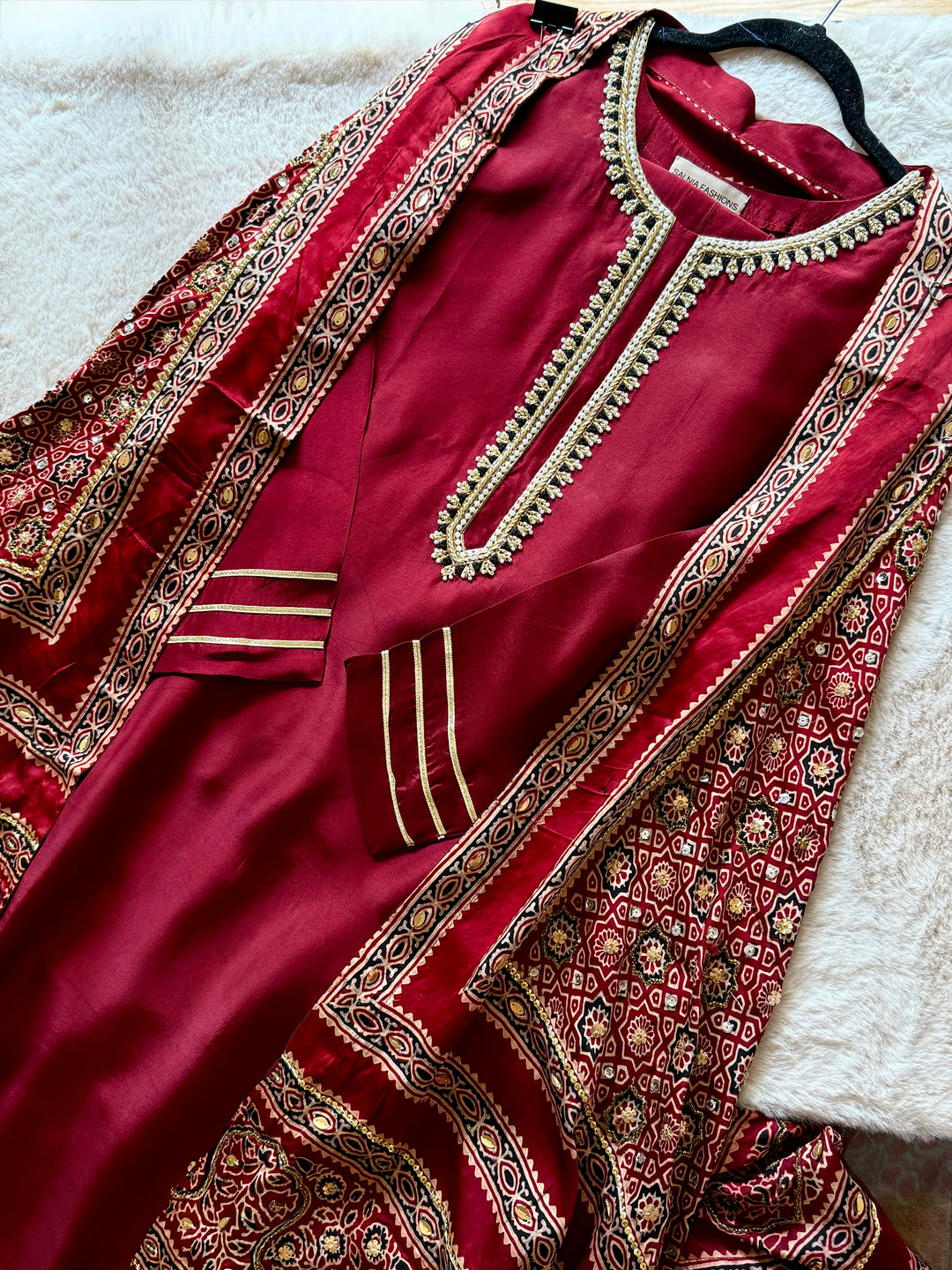 PURE SILK AJRAK SUIT AJSF07