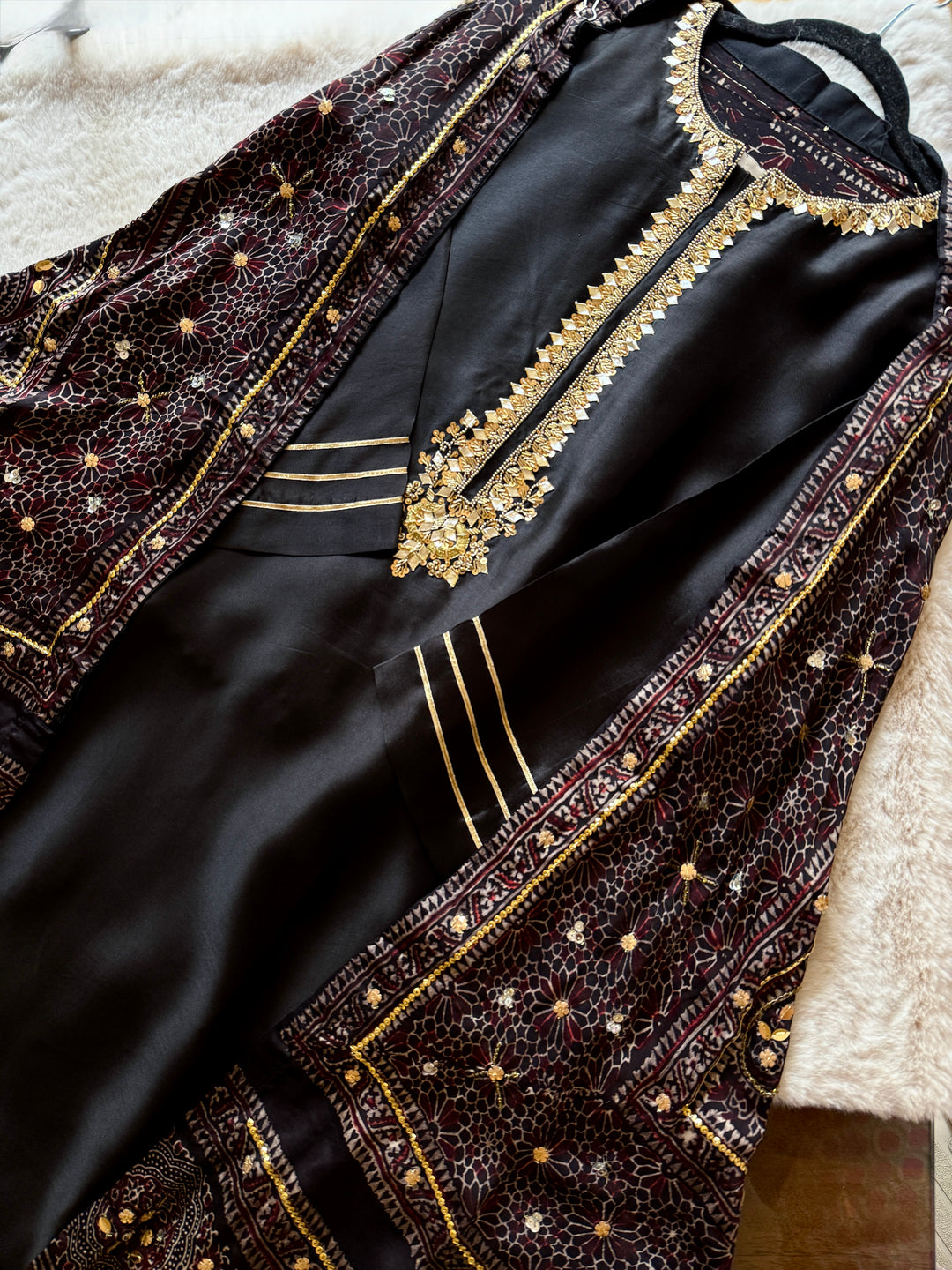 PURE SILK AJRAK SUIT AJSF05