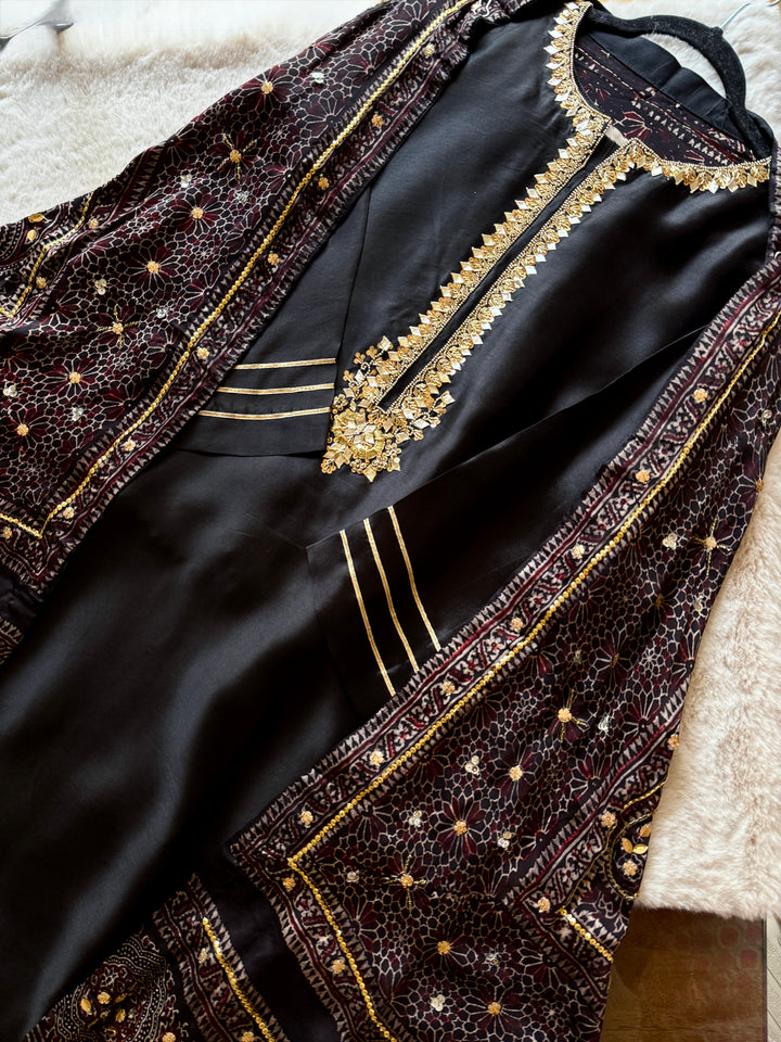 PURE SILK AJRAK SUIT AJSF05