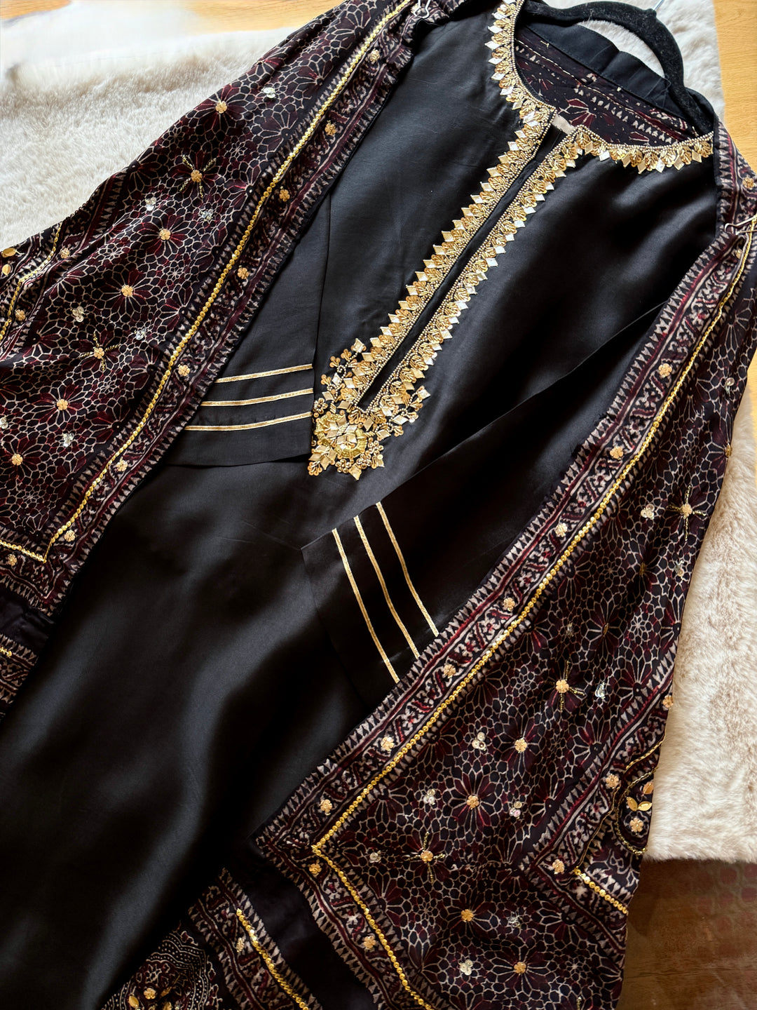 PURE SILK AJRAK SUIT AJSF05