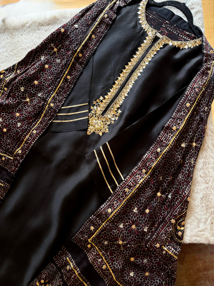 PURE SILK AJRAK SUIT AJSF05