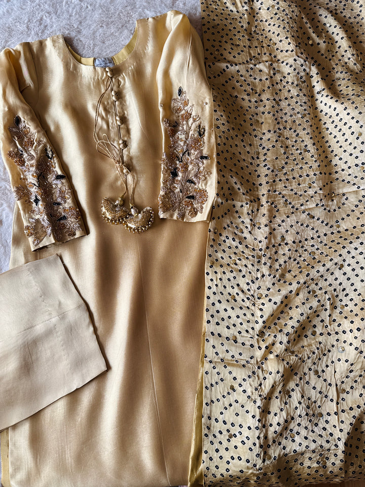 PURE SILK MUKESH CHUNRI SUIT(CUSTOM SERIES) SFCH01