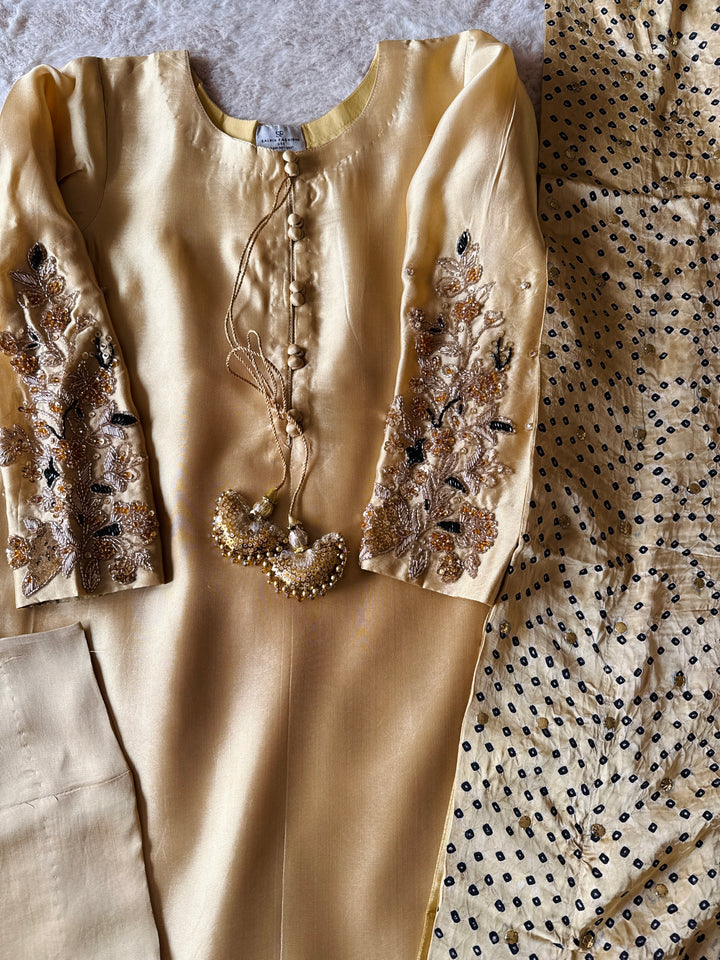 PURE SILK MUKESH CHUNRI SUIT(CUSTOM SERIES) SFCH01