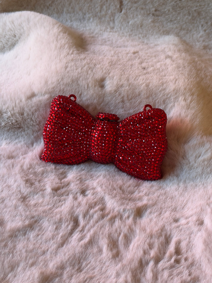 CRYSTAL  CLUTCH BOW(RED)