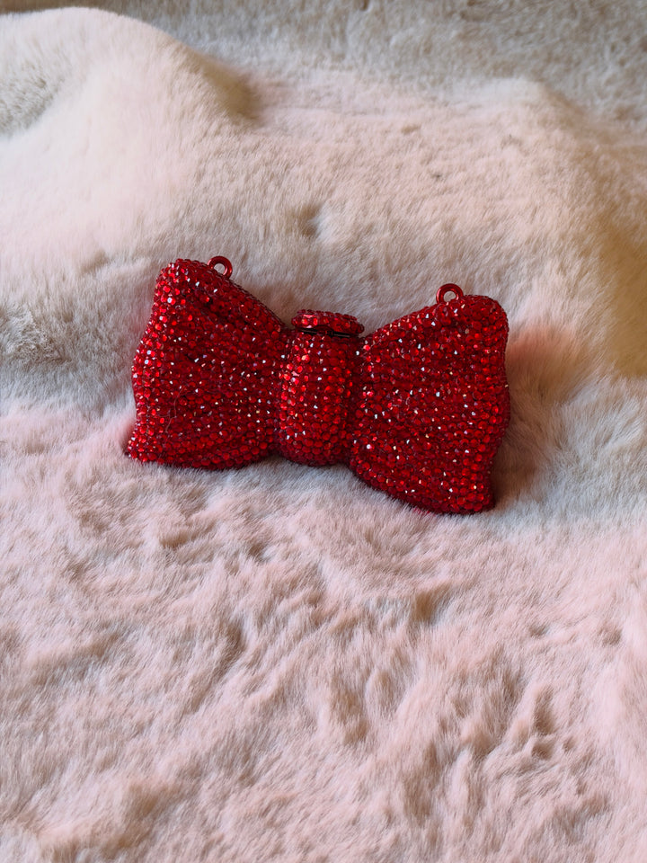 CRYSTAL  CLUTCH BOW(RED)