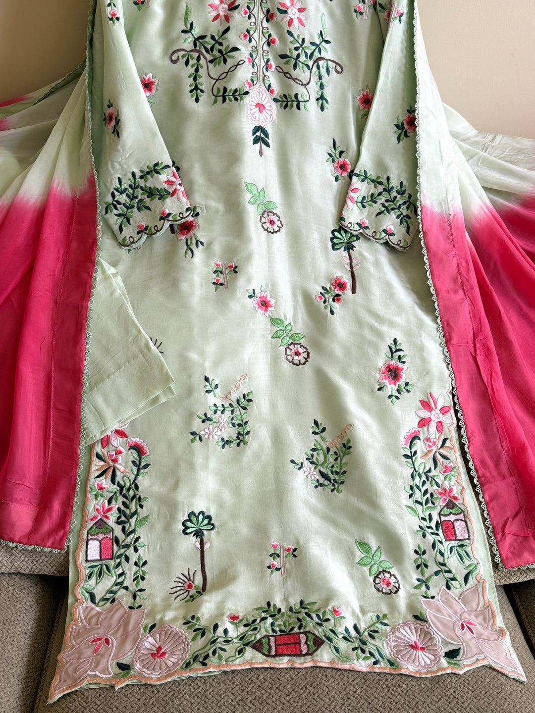 EMBROIDERED LONG KAFTAN STYLE SILK SUITS ARSF03