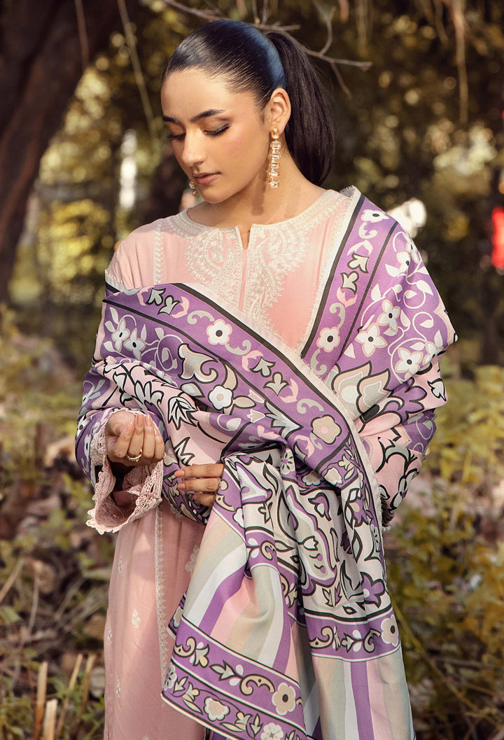 EMBROIDERED LINEN SUIT WITH WOOLEN SHAWL SFLN01