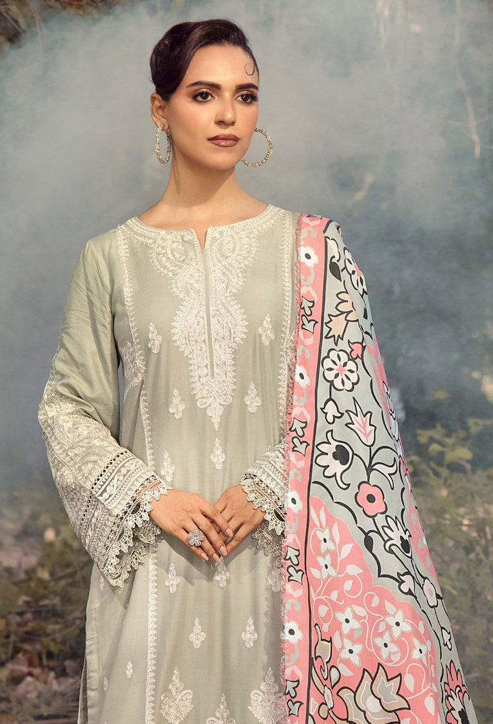 EMBROIDERED LINEN SUIT WITH WOOLEN SHAWL SFLN04