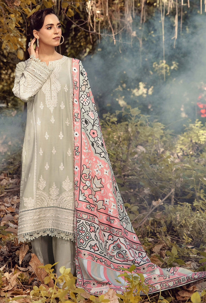 EMBROIDERED LINEN SUIT WITH WOOLEN SHAWL SFLN04