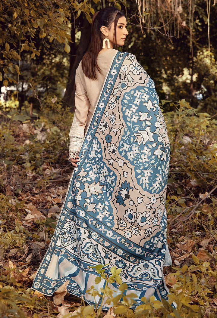 EMBROIDERED LINEN SUIT WITH WOOLEN SHAWL SFLN03