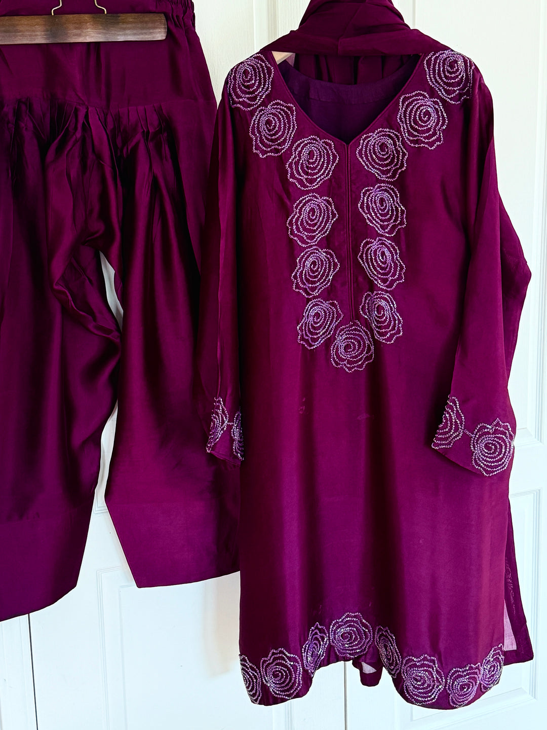 HANDWORK SHEESHA SILK FARSHI SHALWAR FRSH11