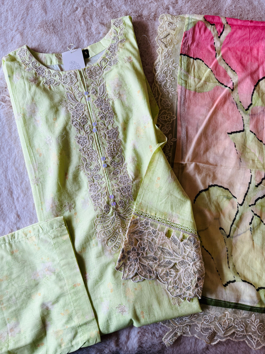 EMBROIDERED CASUAL WEAR LAWN 3-PC SUITS CWSF10