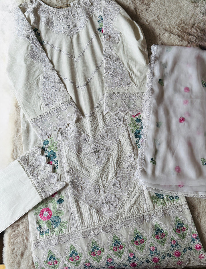 EMBROIDERED CASUAL WEAR LAWN 3-PC SUITS CWSF11