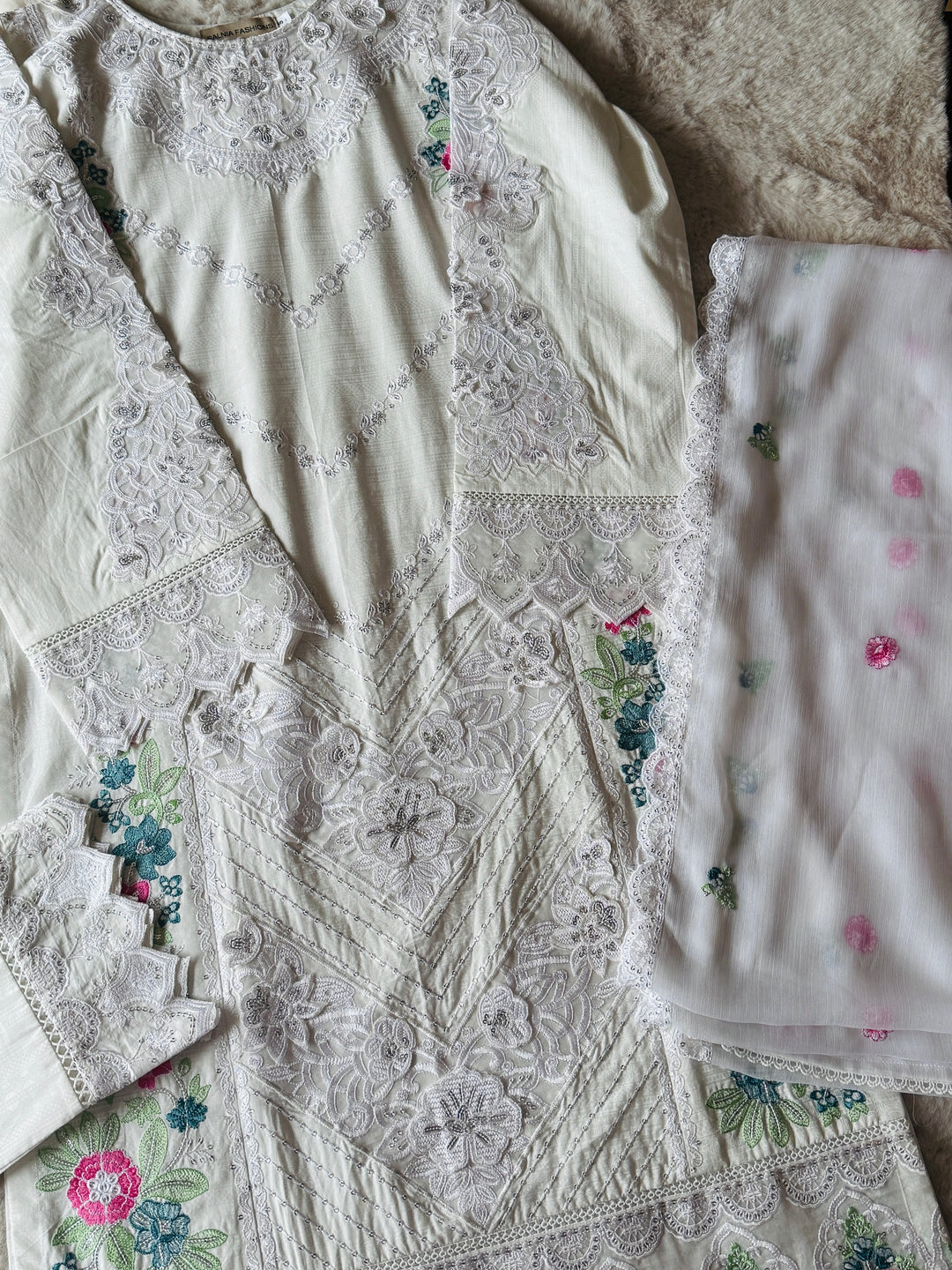 EMBROIDERED CASUAL WEAR LAWN 3-PC SUITS CWSF11