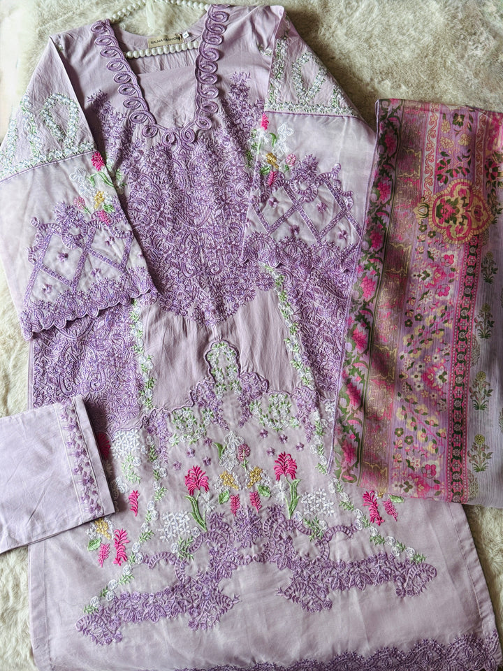 EMBROIDERED CASUAL WEAR LAWN 3-PC SUITS CWSF13