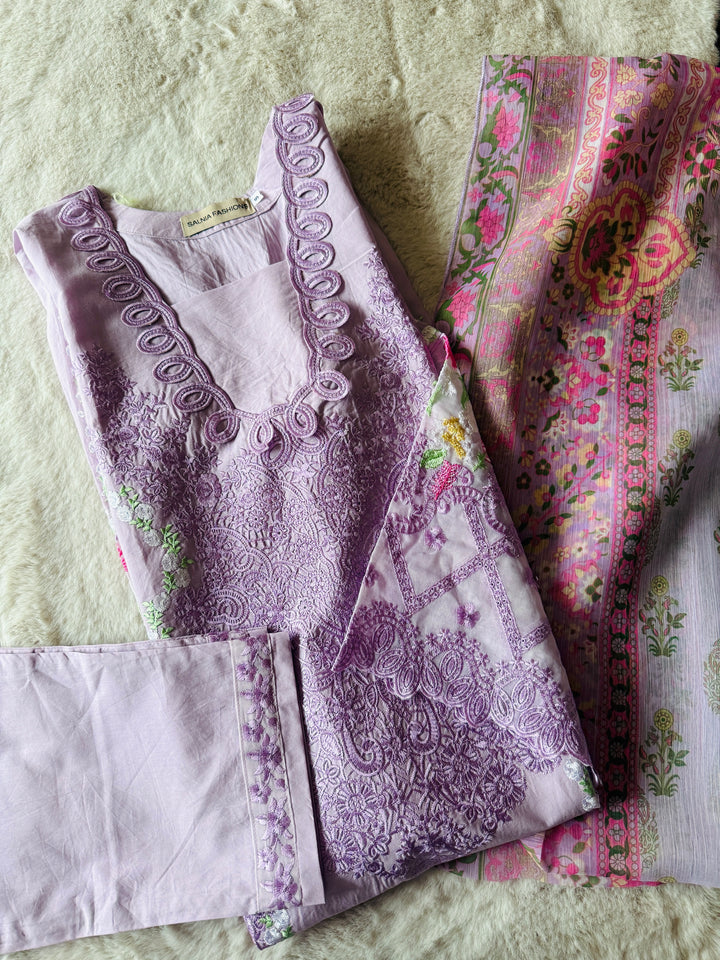 EMBROIDERED CASUAL WEAR LAWN 3-PC SUITS CWSF13