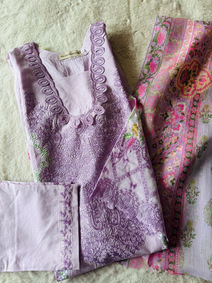 EMBROIDERED CASUAL WEAR LAWN 3-PC SUITS CWSF13