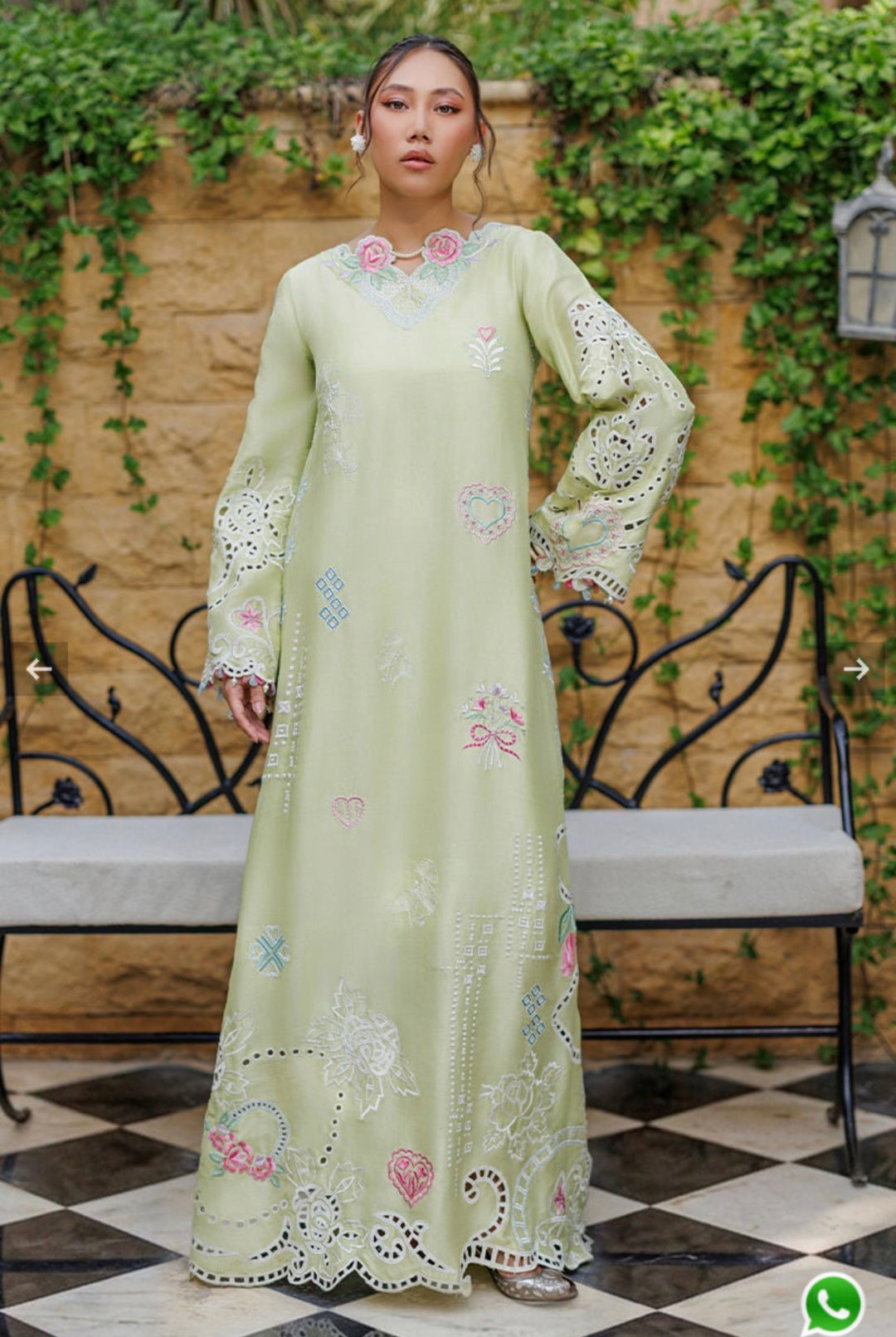 APPLIQUE EMBROIDERED SILK KAFTAN SFKF40