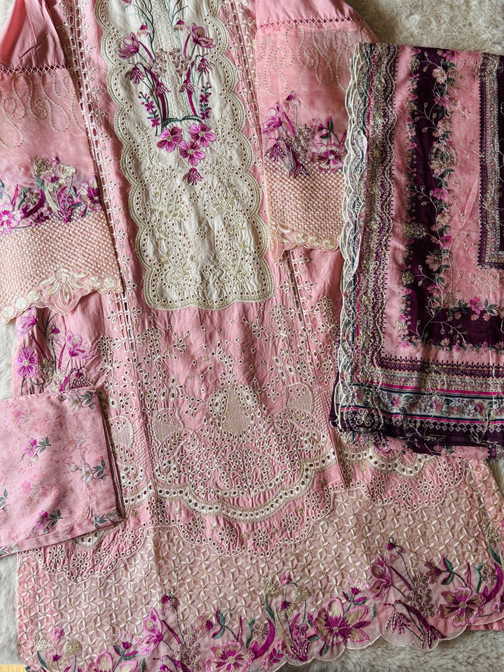 EMBROIDERED CASUAL WEAR LAWN 3-PC SUITS CWSF18