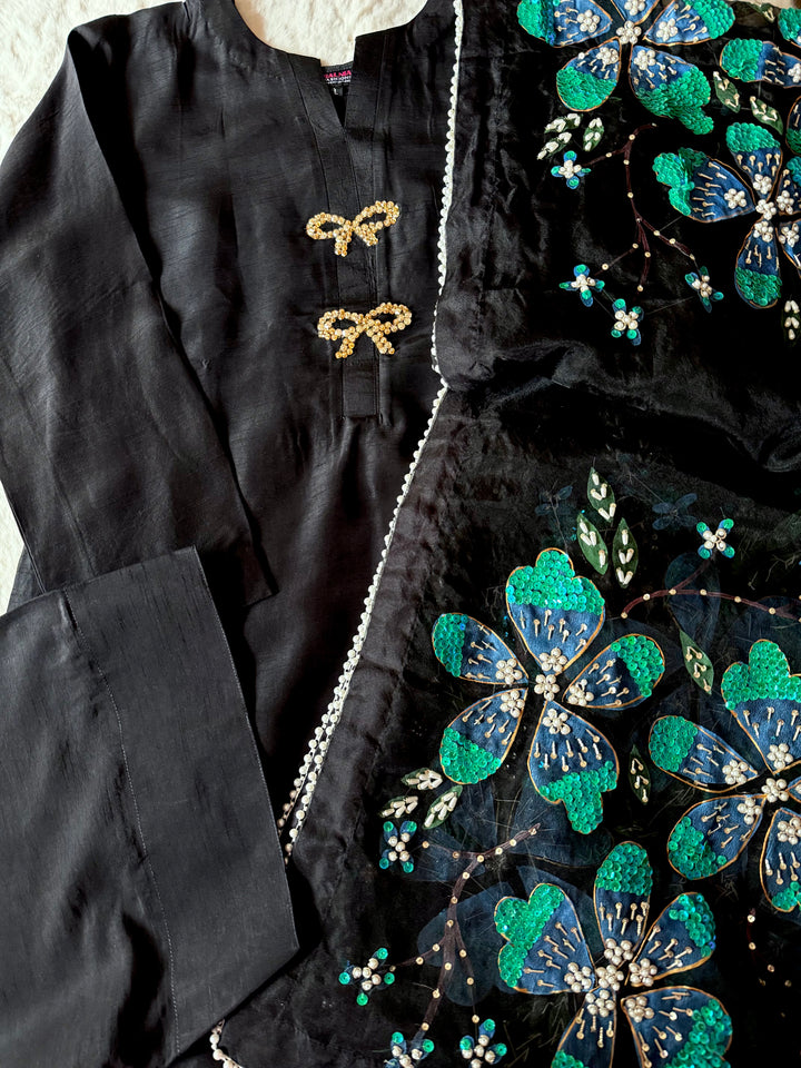 PURE RAW SILK HAND PAINTED FARSHI SHALWAR SUIT SFHP30