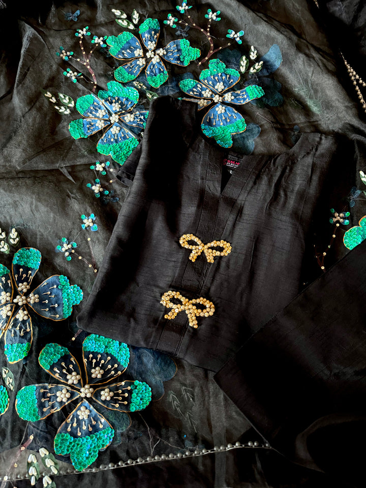 PURE RAW SILK HAND PAINTED FARSHI SHALWAR SUIT SFHP30