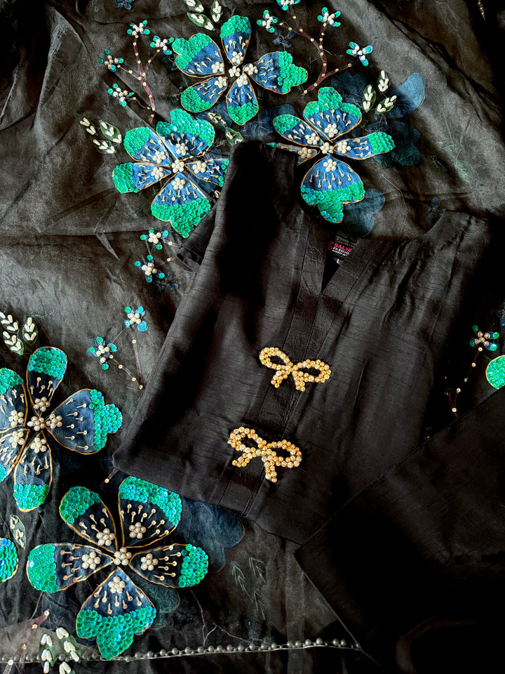 PURE RAW SILK HAND PAINTED FARSHI SHALWAR SUIT SFHP30