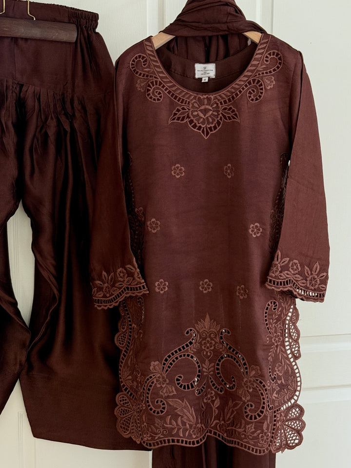 EMBROIDERED CUTWORK SHEESHA SILK FARSHI SHALWAR FRSH40