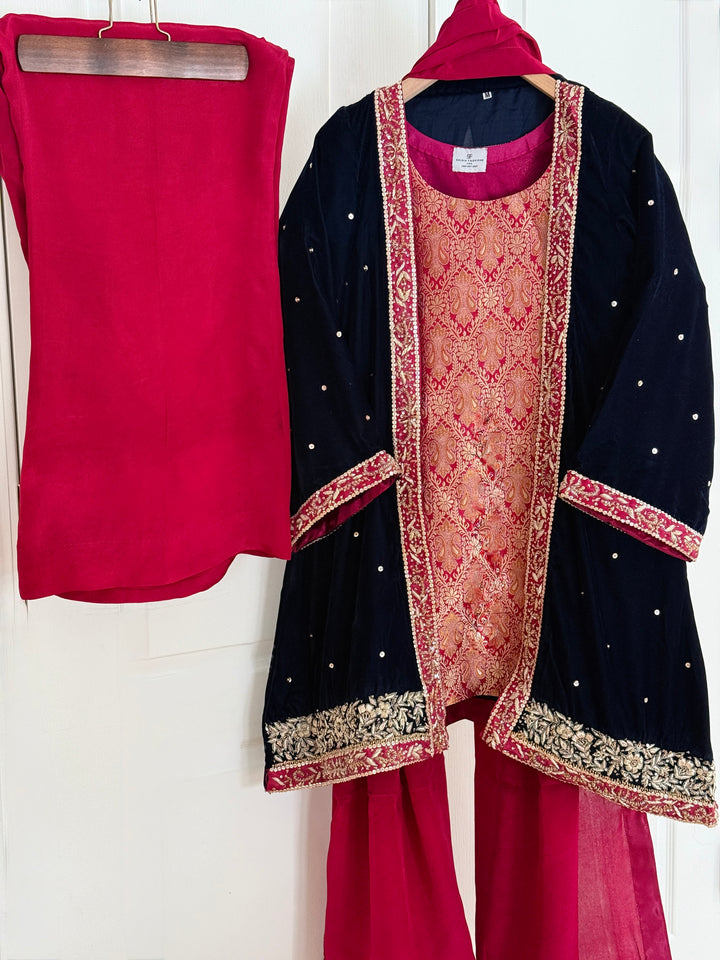 PARTYWEAR COAT STYLE BANARASI SUIT SFPW01