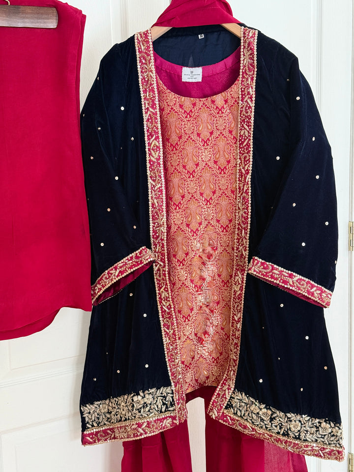 PARTYWEAR COAT STYLE BANARASI SUIT SFPW01