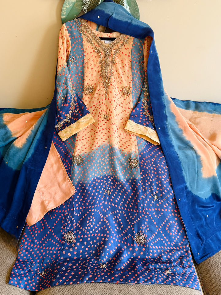 PURE SILK CHUNRI CUSTOM KAFTAN PARTYWEAR CHSF02