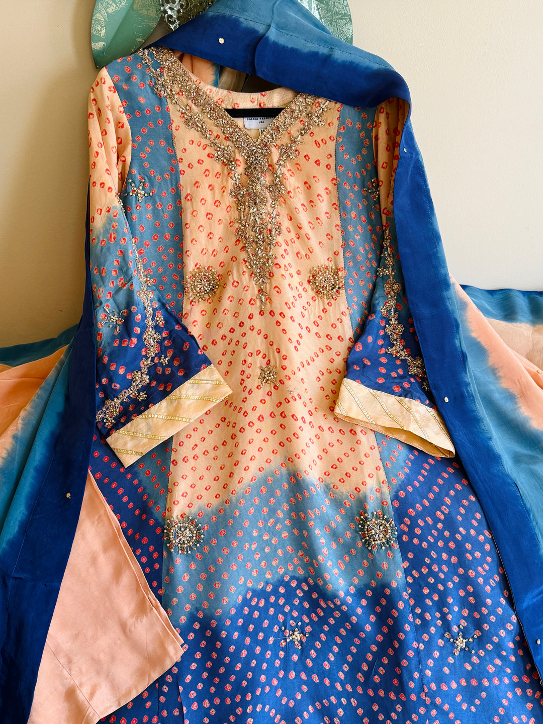 PURE SILK CHUNRI CUSTOM KAFTAN PARTYWEAR CHSF02