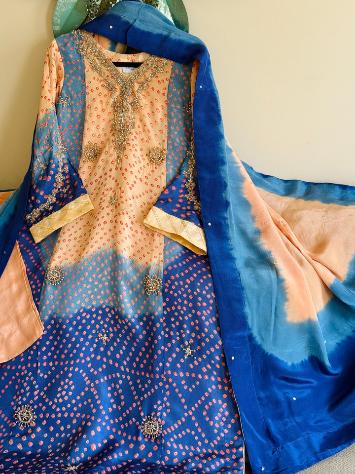 PURE SILK CHUNRI CUSTOM KAFTAN PARTYWEAR CHSF02