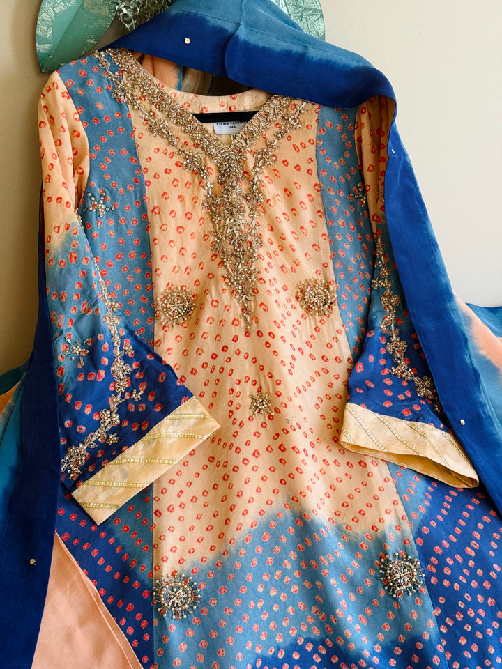 PURE SILK CHUNRI CUSTOM KAFTAN PARTYWEAR CHSF02