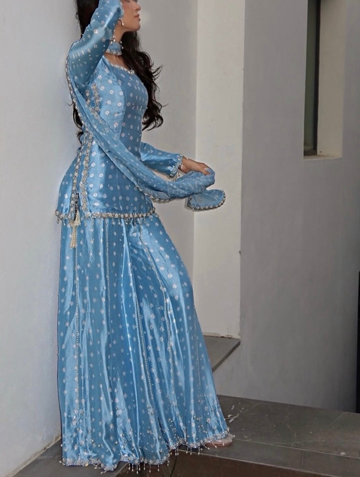 CHUNRI PURE CHARMEUSE SILK SHARARA SUIT SFSH01